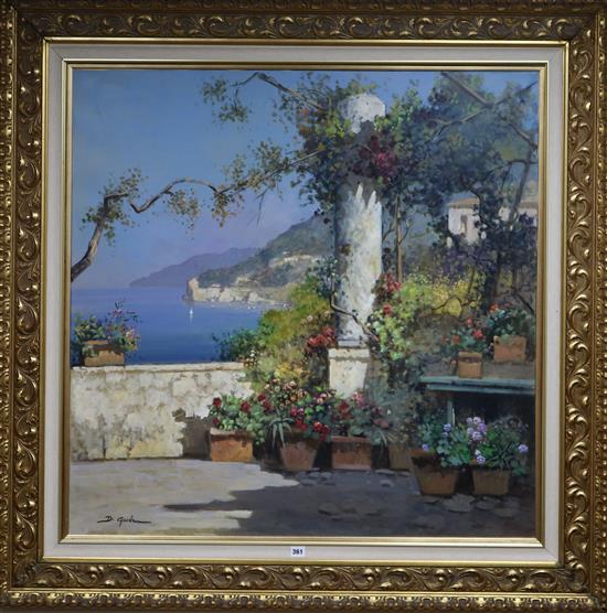 Gianni di Guida Flowers on a terrace on the Amalfi coast 100 x 100cm